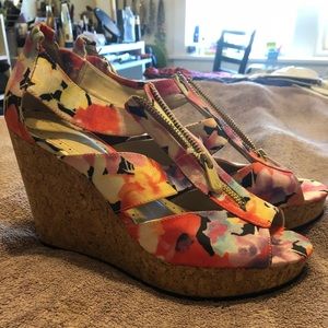 Floral cork Wedges